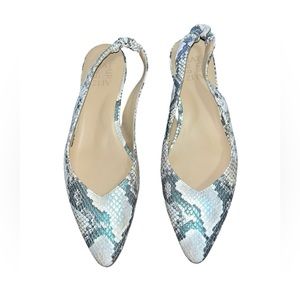 Naturalizer Halo Snake Print Leather Slingback Flats Size 7.5 M